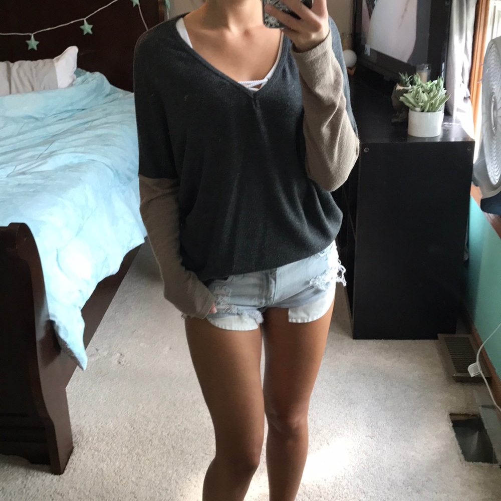 Color blocked knit sweater